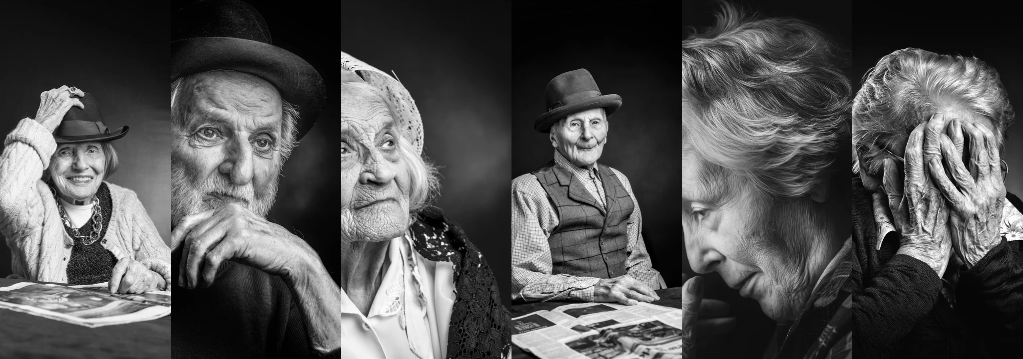 Frise de portraits de personnes âgées photographiées par Didier Carluccio